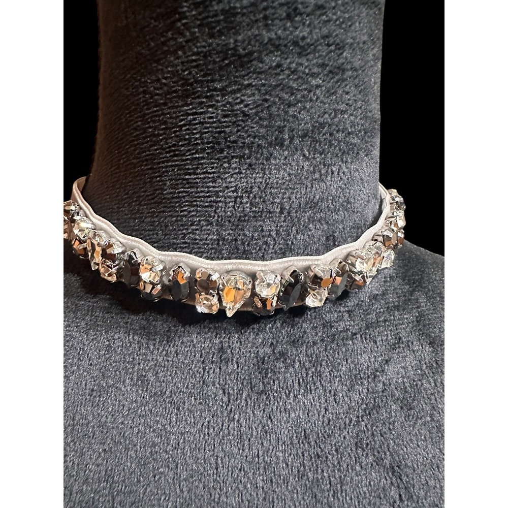 INC International Concepts Gray Velvet Crystal Choker Necklace N0807102